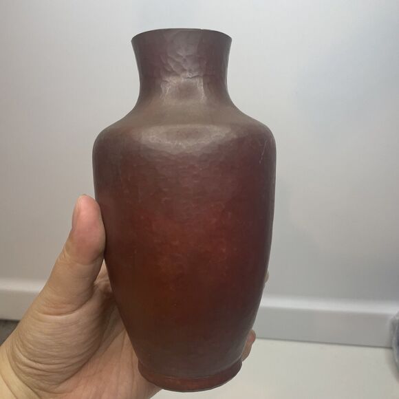 Hammered Copper Vase J.C.L.R. Antique Fluted Opening Handmade6” H